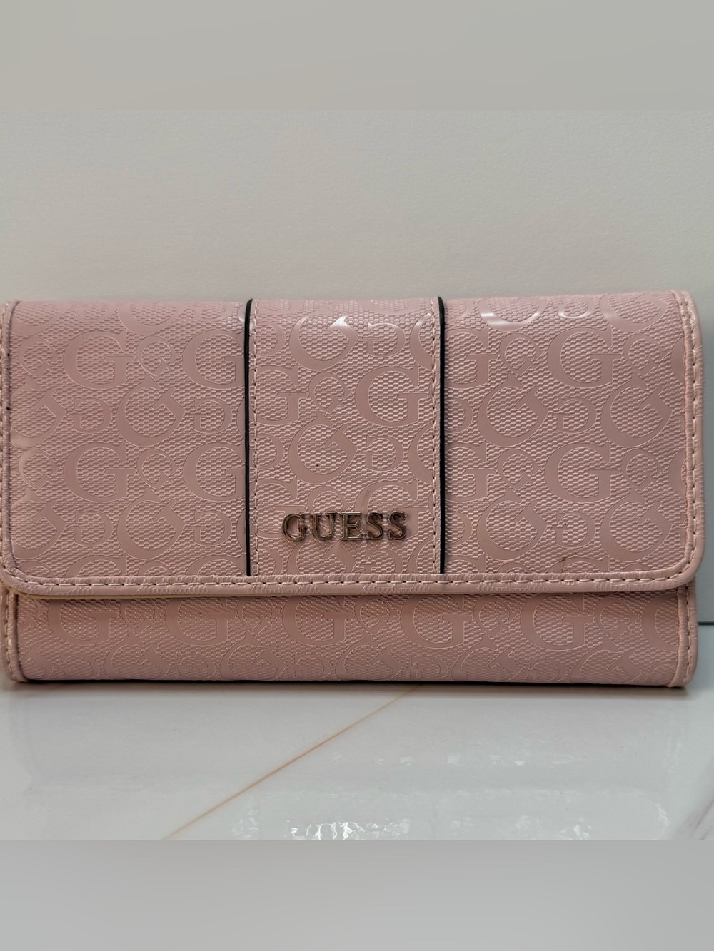 GUESS Lathan Monogram Envelope Wallet Blush Pink NWT